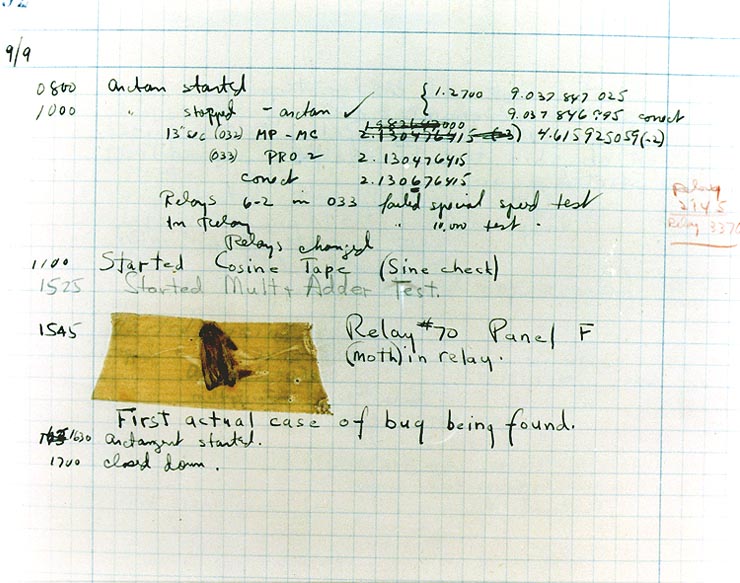 Grace Hopper’s log showing a real bug, 1947.