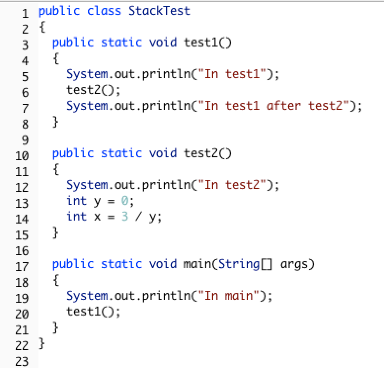 Code with a divide by zero in a method.