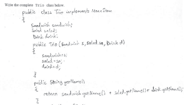 The start of the second sample student response to the Trio class problem.