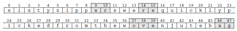 An example string with indices